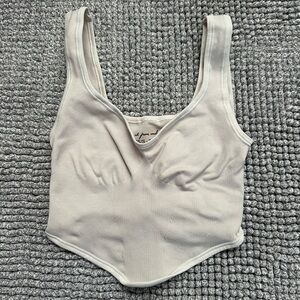 Urban Outfitters Cream Ribbed Crop Tank Top